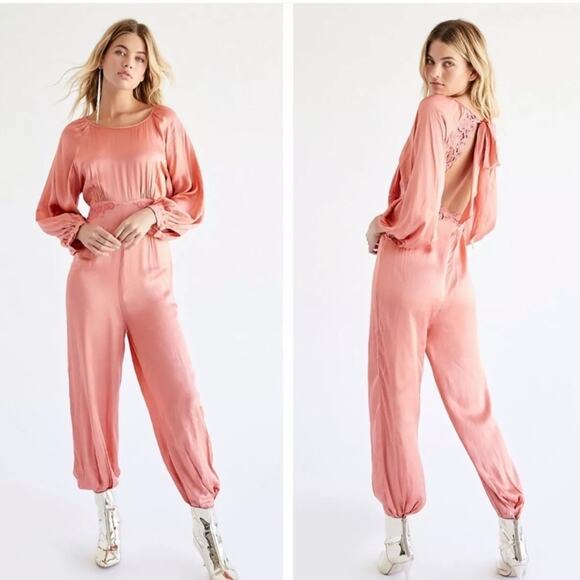 Free People Pants - FREE PEOPLE Ordinary  Magic Jumpsuit  SATIN Size 6 NWT